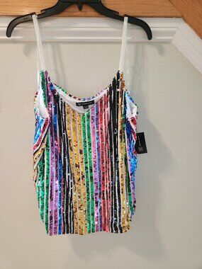 INC Rainbow Sequined Top Women's XXL